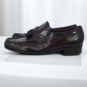Florsheim Loafers Tassel Dress Shoes Leather Slip On Burgundy Men 9 D Formal New